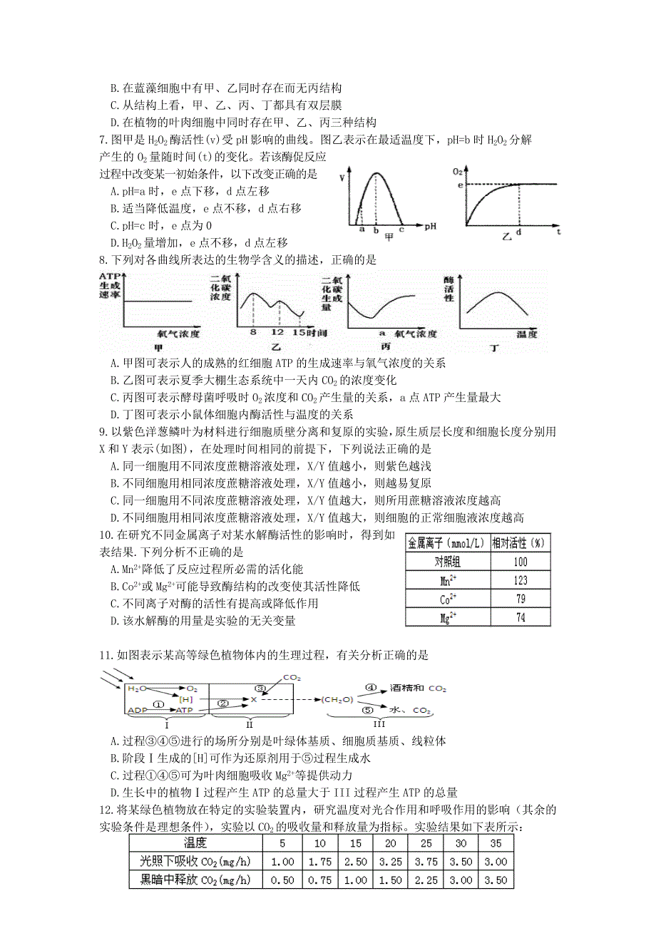 2022年高三上学期第四次调研考试生物试题含答案_第2页