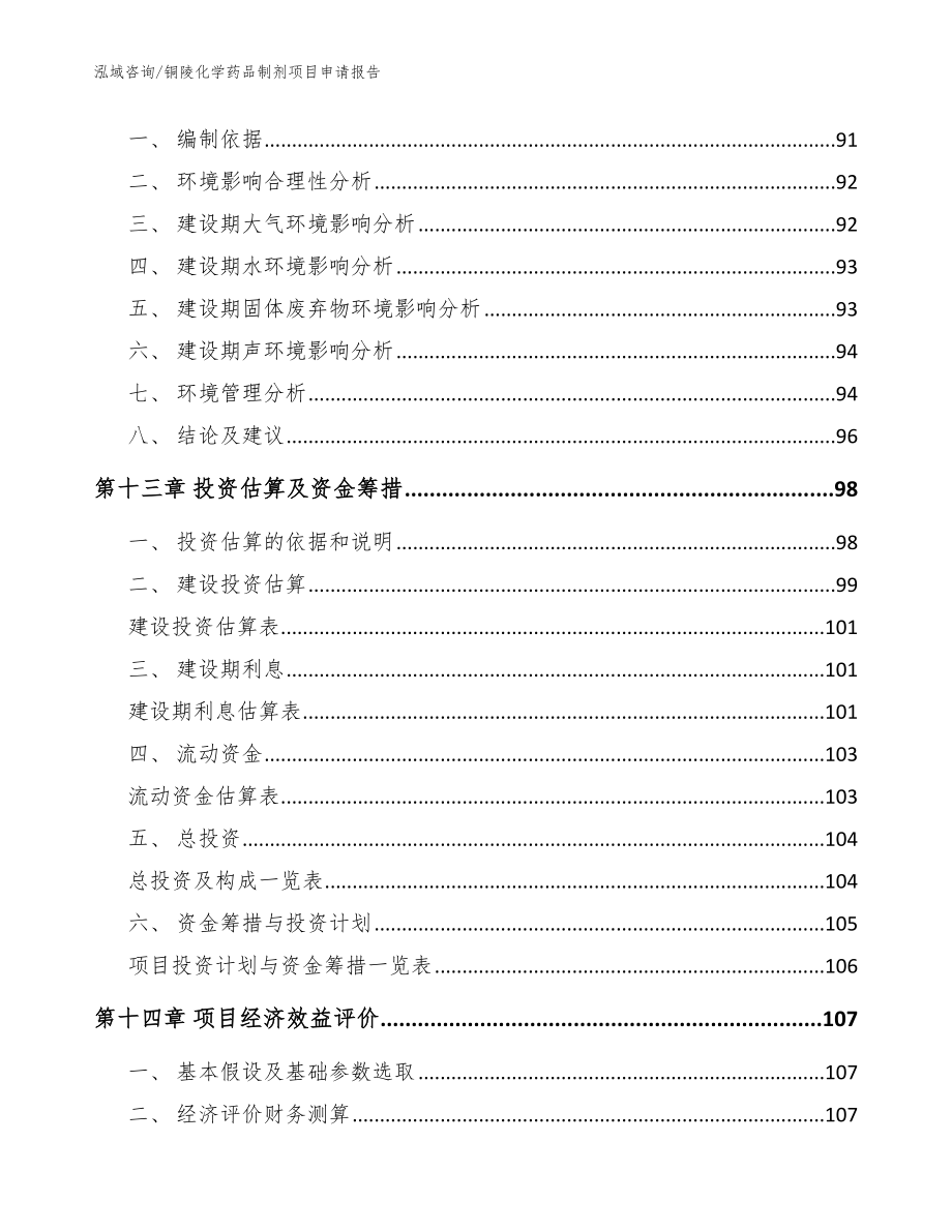 铜陵化学药品制剂项目申请报告（范文）_第4页