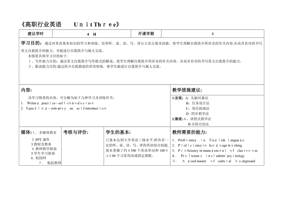 本次课标题Unit-3—Self-introduction-(1)_第1页