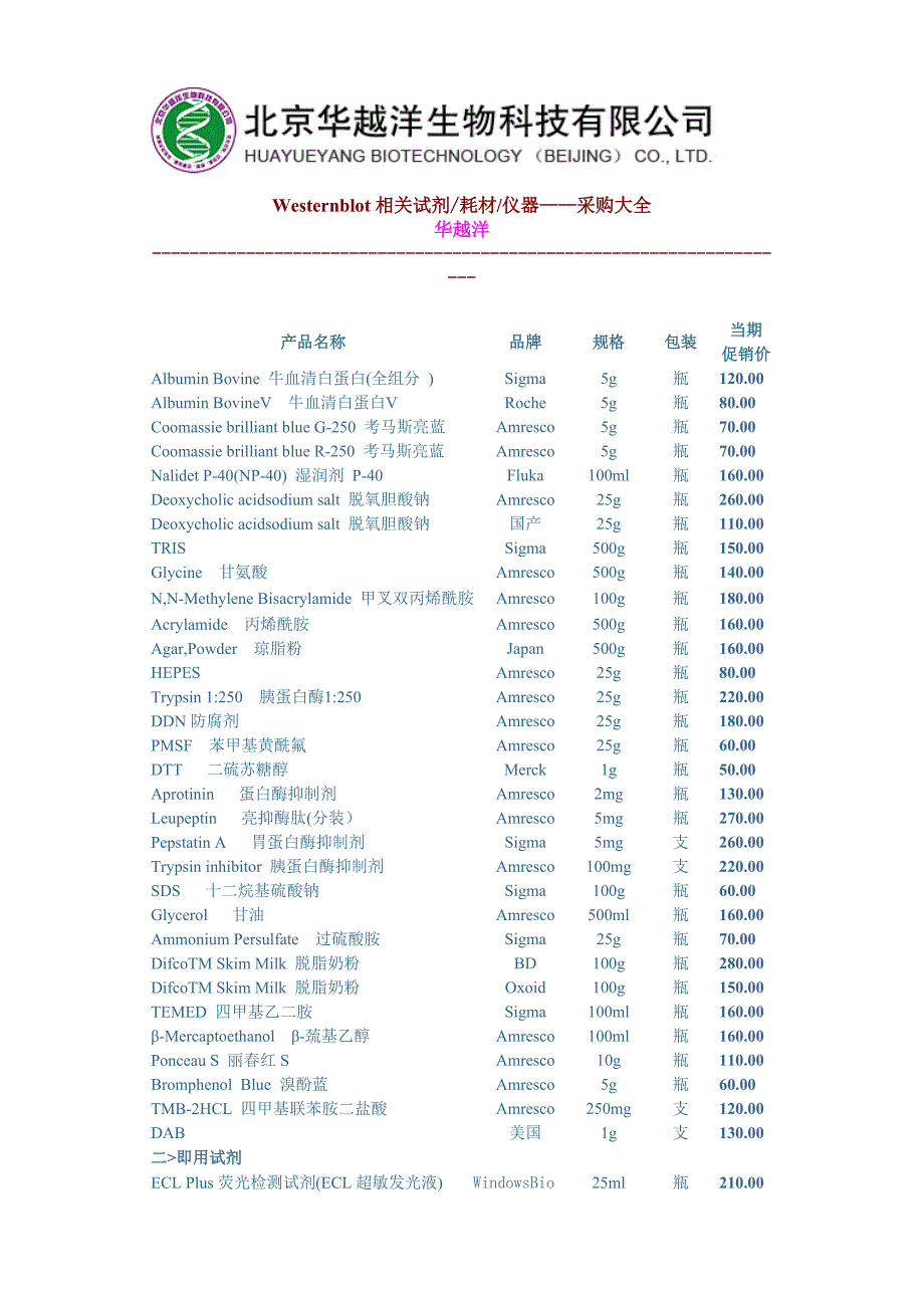 Westernblot实验试剂耗材大全_第1页