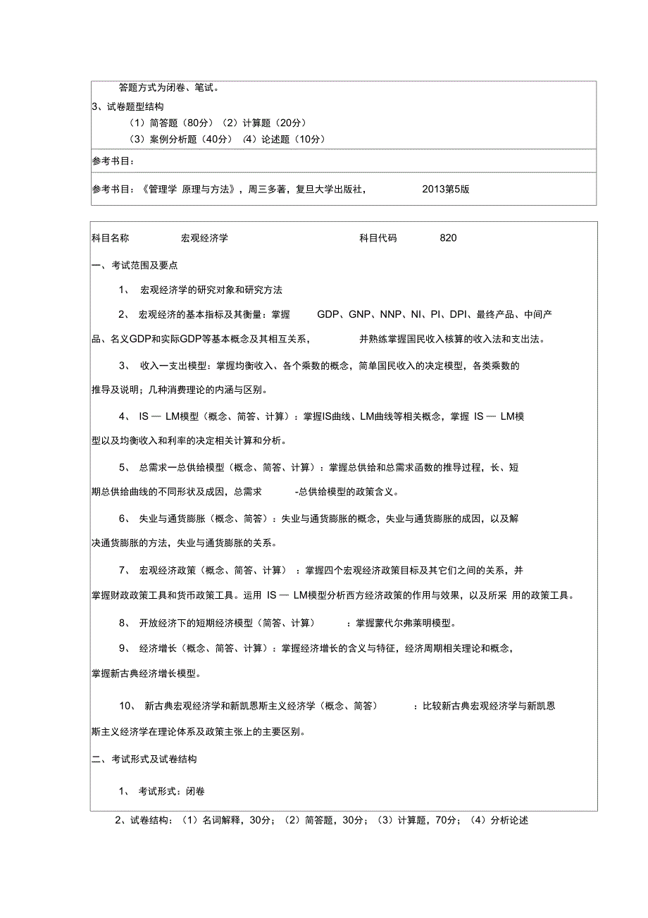 007管理学院自命题考试大纲_第2页