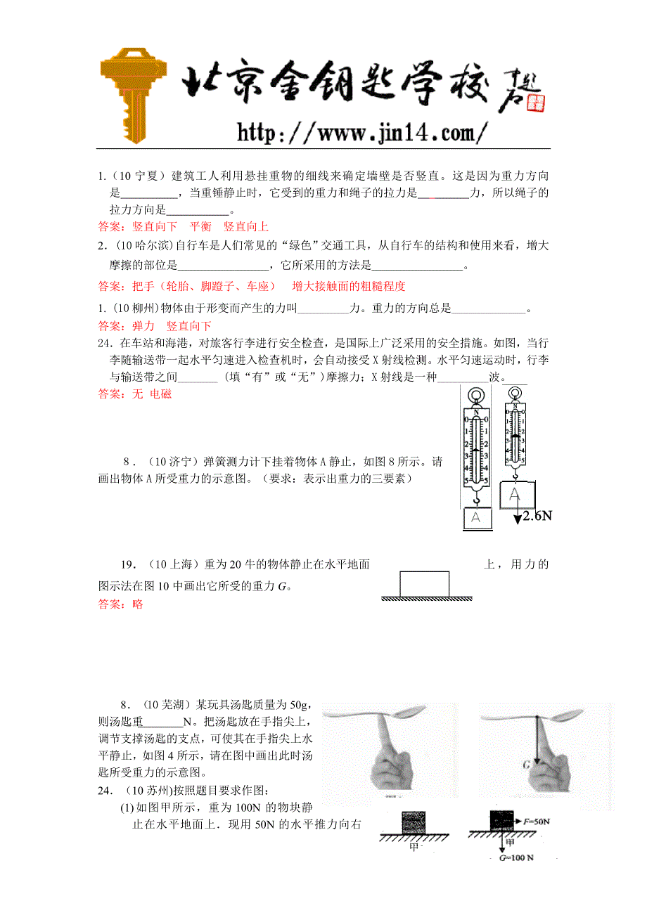 2010中考试题汇编：重力弹力摩擦力.doc_第2页