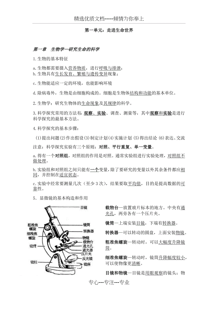 苏科版七年级上册生物知识点_第1页