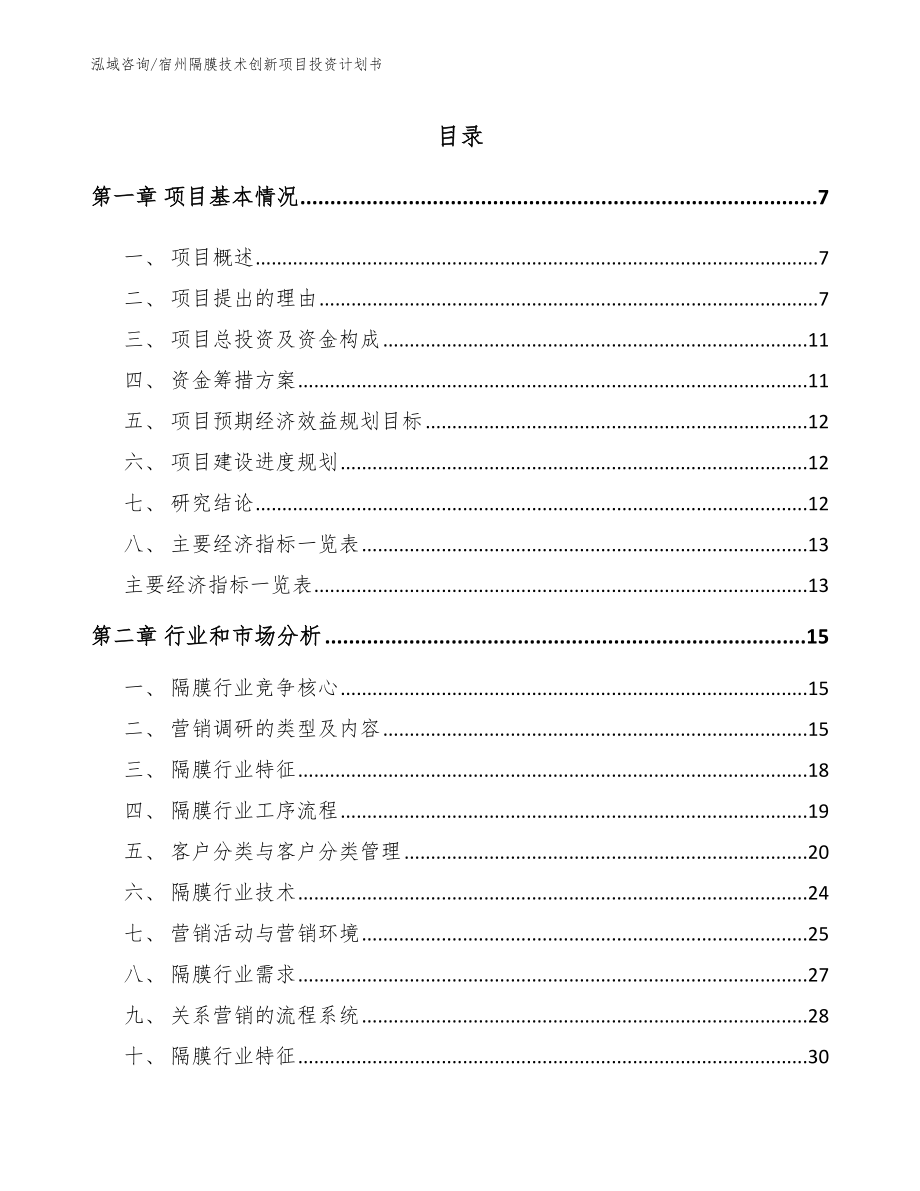 宿州隔膜技术创新项目投资计划书_第2页