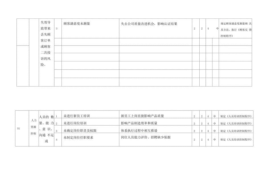 质量管理体系过程风险识别评价及控制方案_第5页