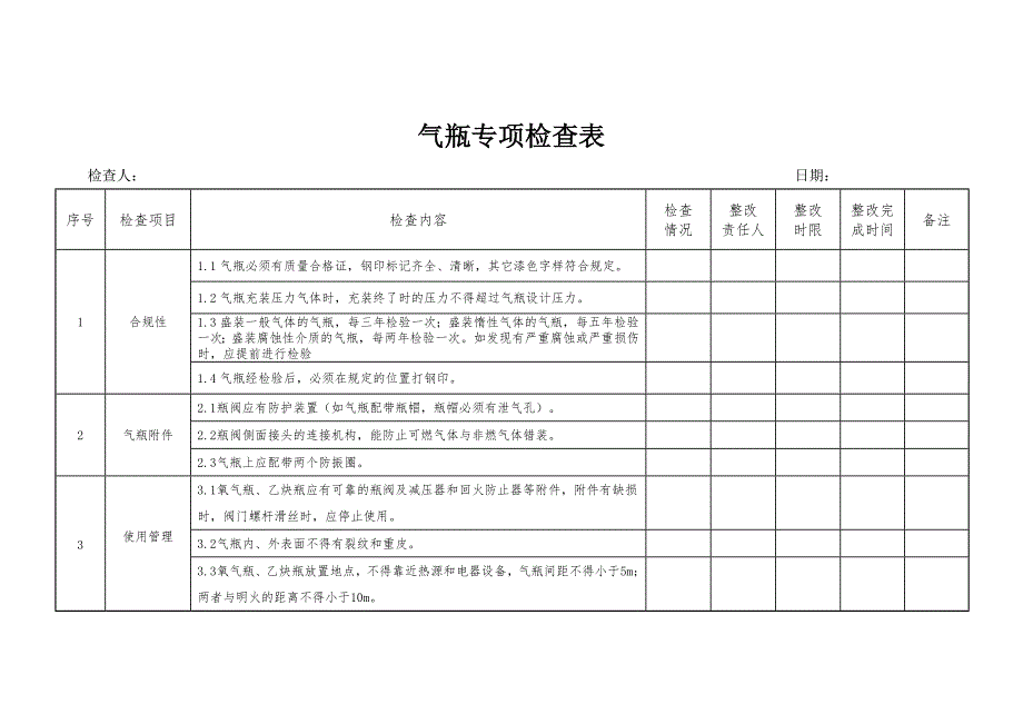 气瓶专项检查表_第1页