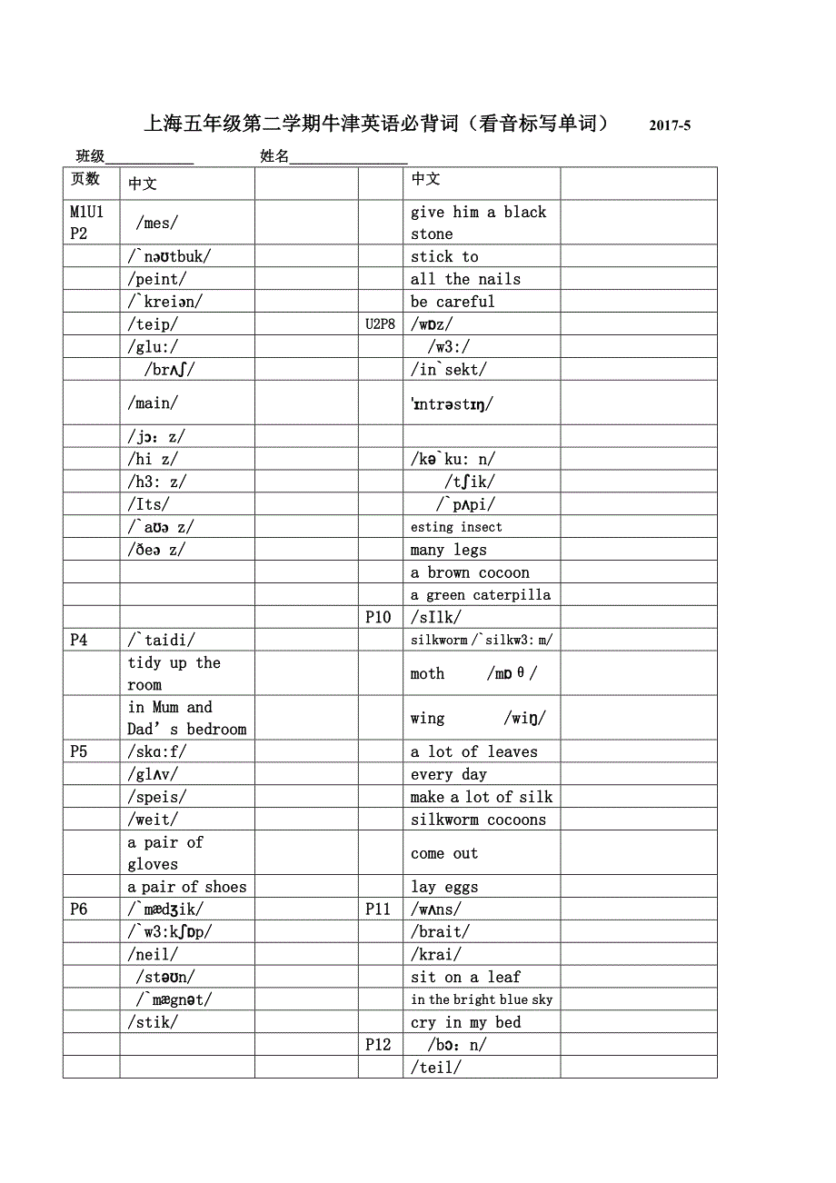 沪教版津5B看音标写单词_第1页