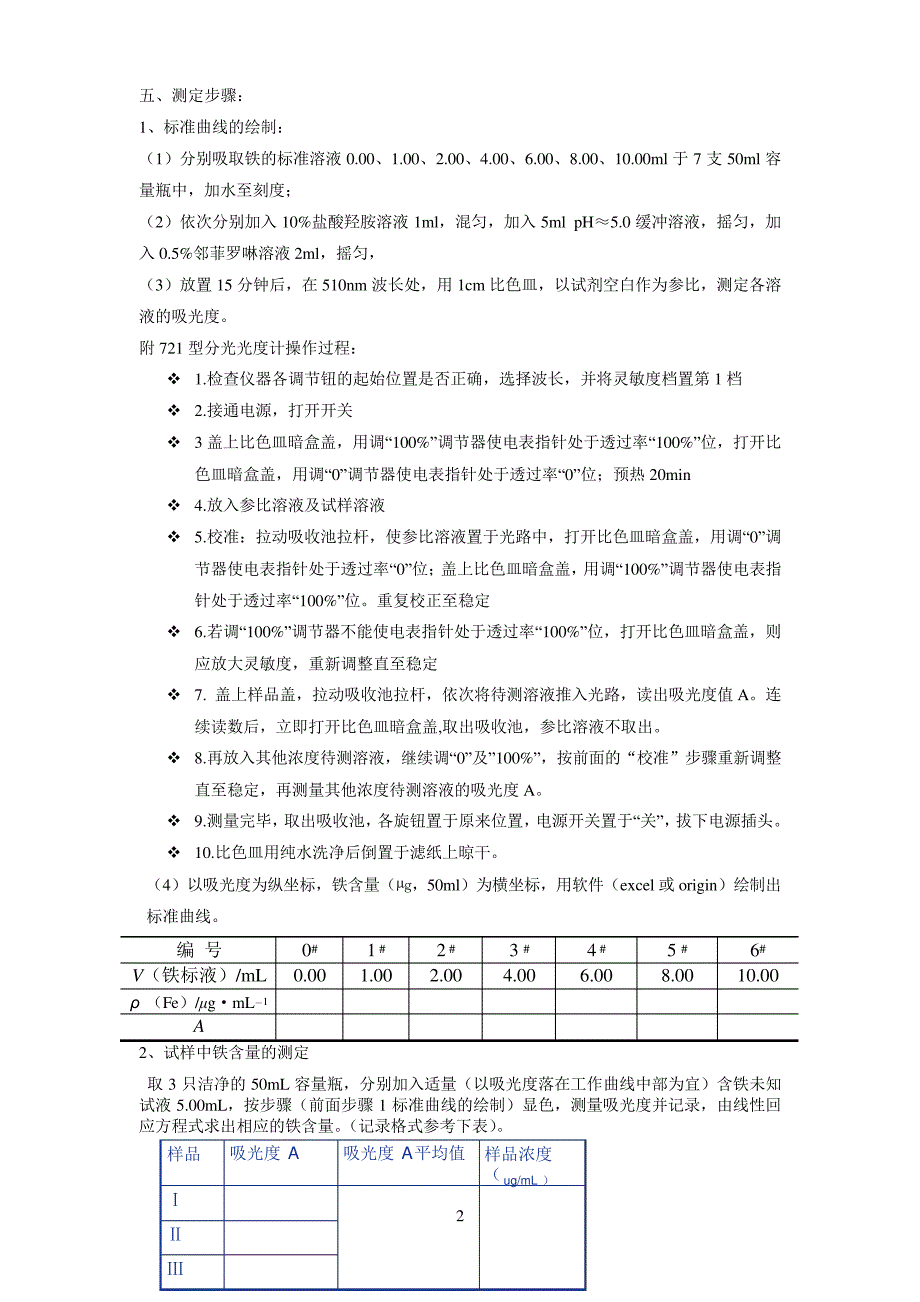 邻菲罗啉分光光度法测定水样中的铁实验指导_第2页