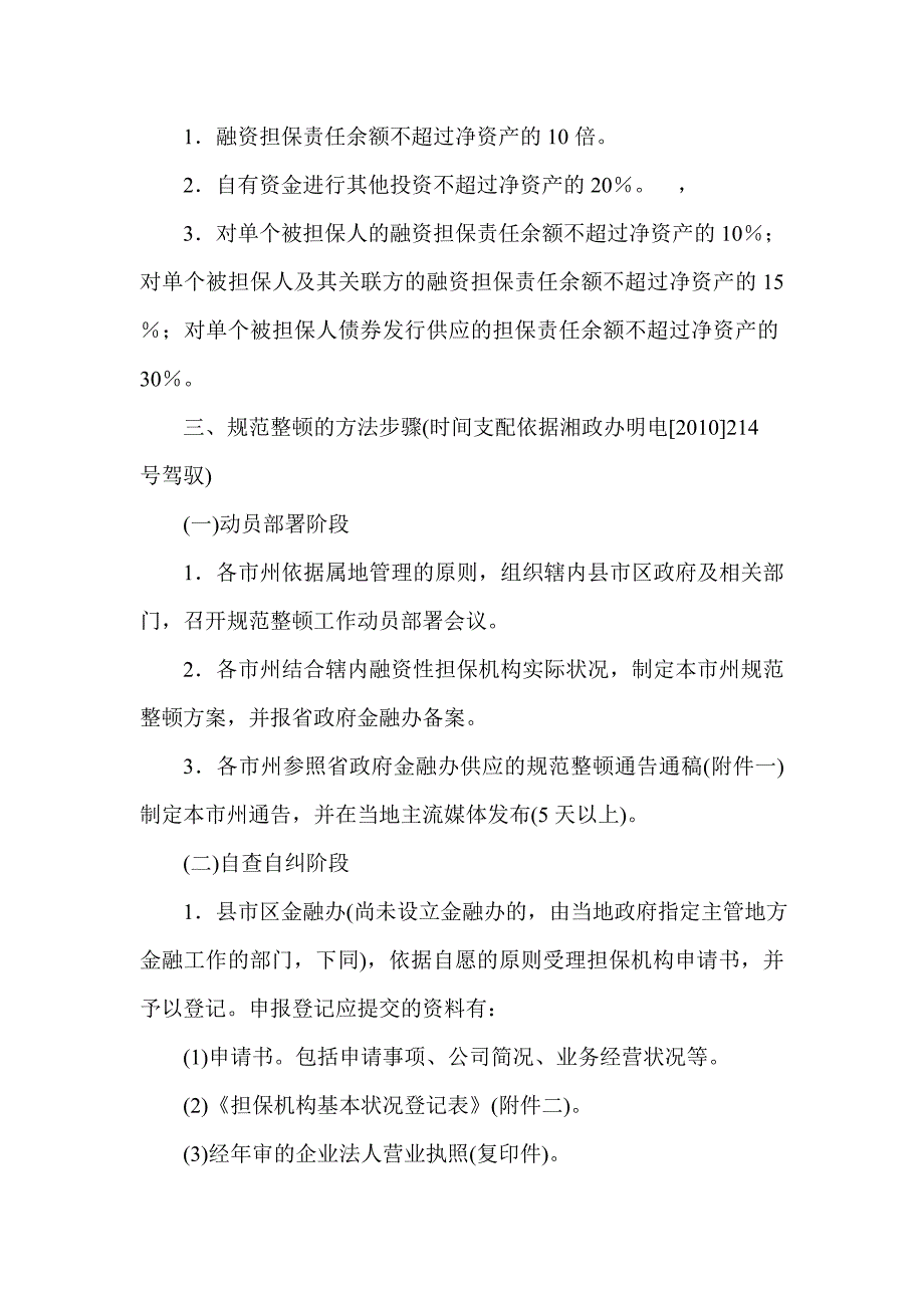 湖南省融资性担保机构规范整顿工作指引_第4页