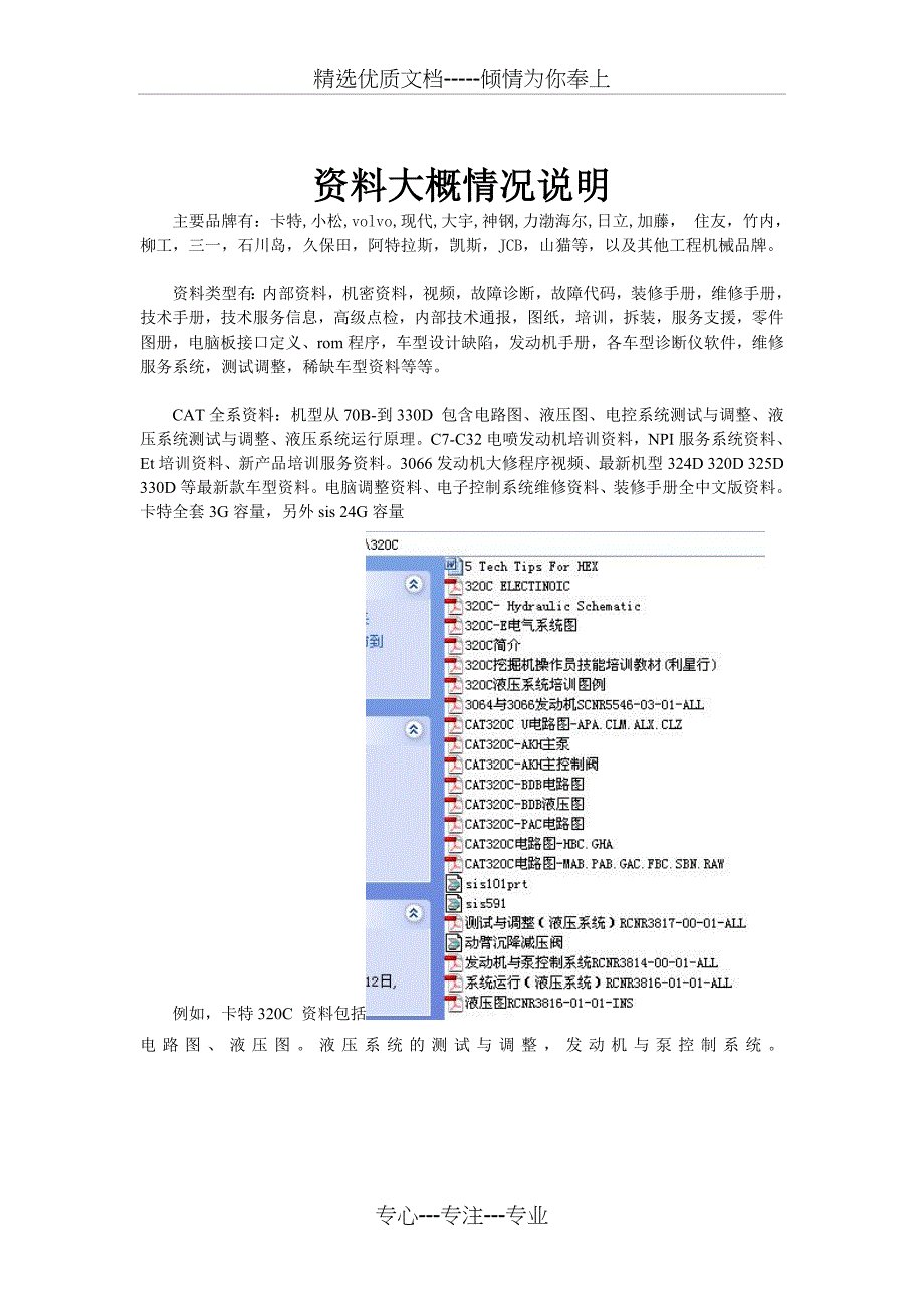 挖掘机资料概况_第1页