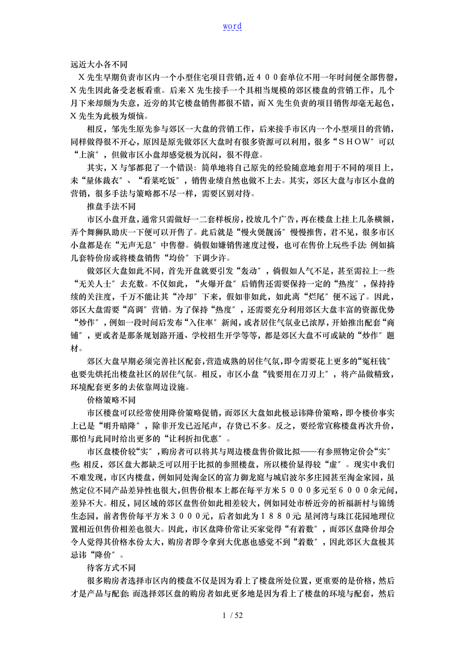 非常全面的总结性楼盘营销推盘手法_第1页