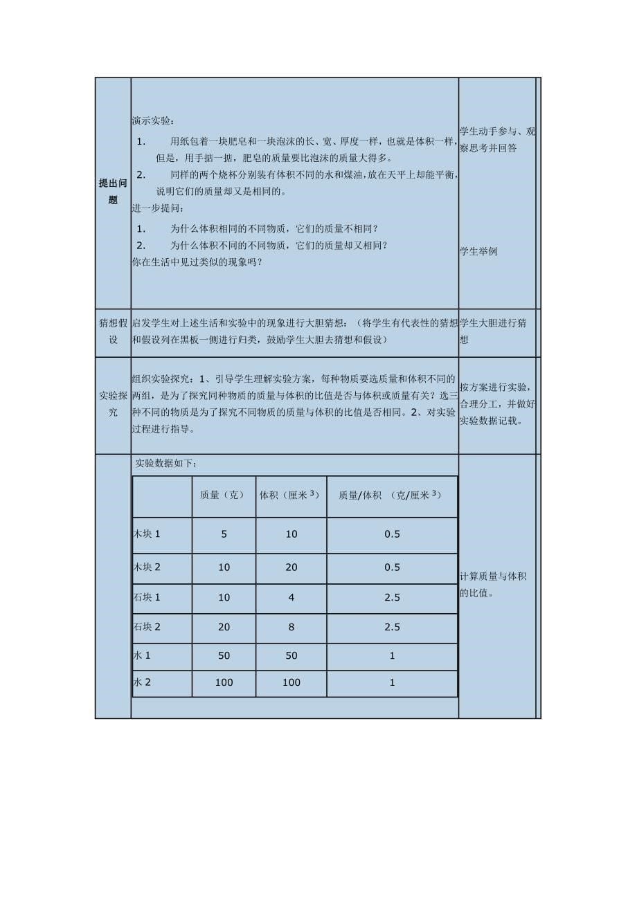 物理密度 初中物理教学设计_第5页