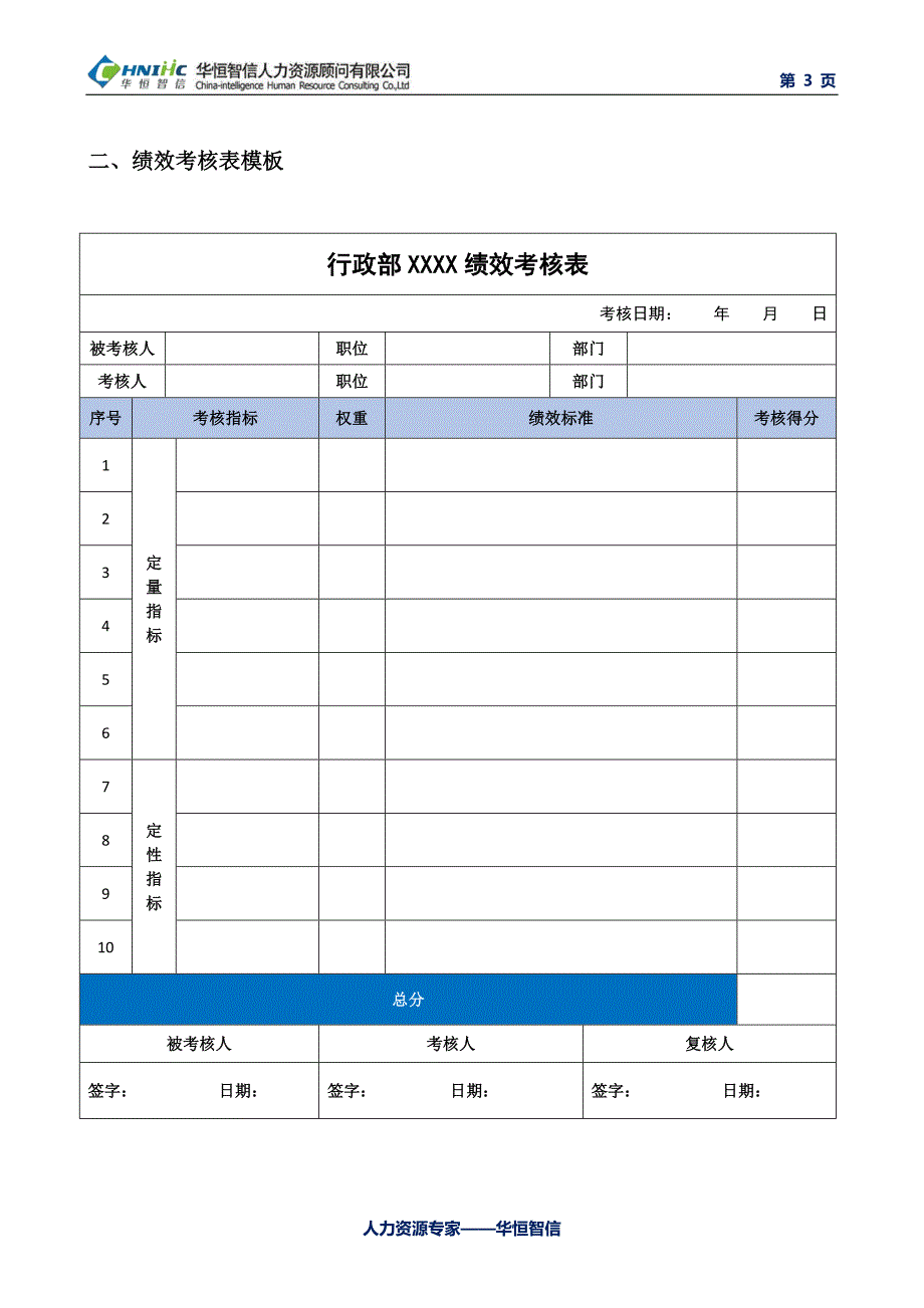 行政人员绩效考核指标与模板.doc_第3页