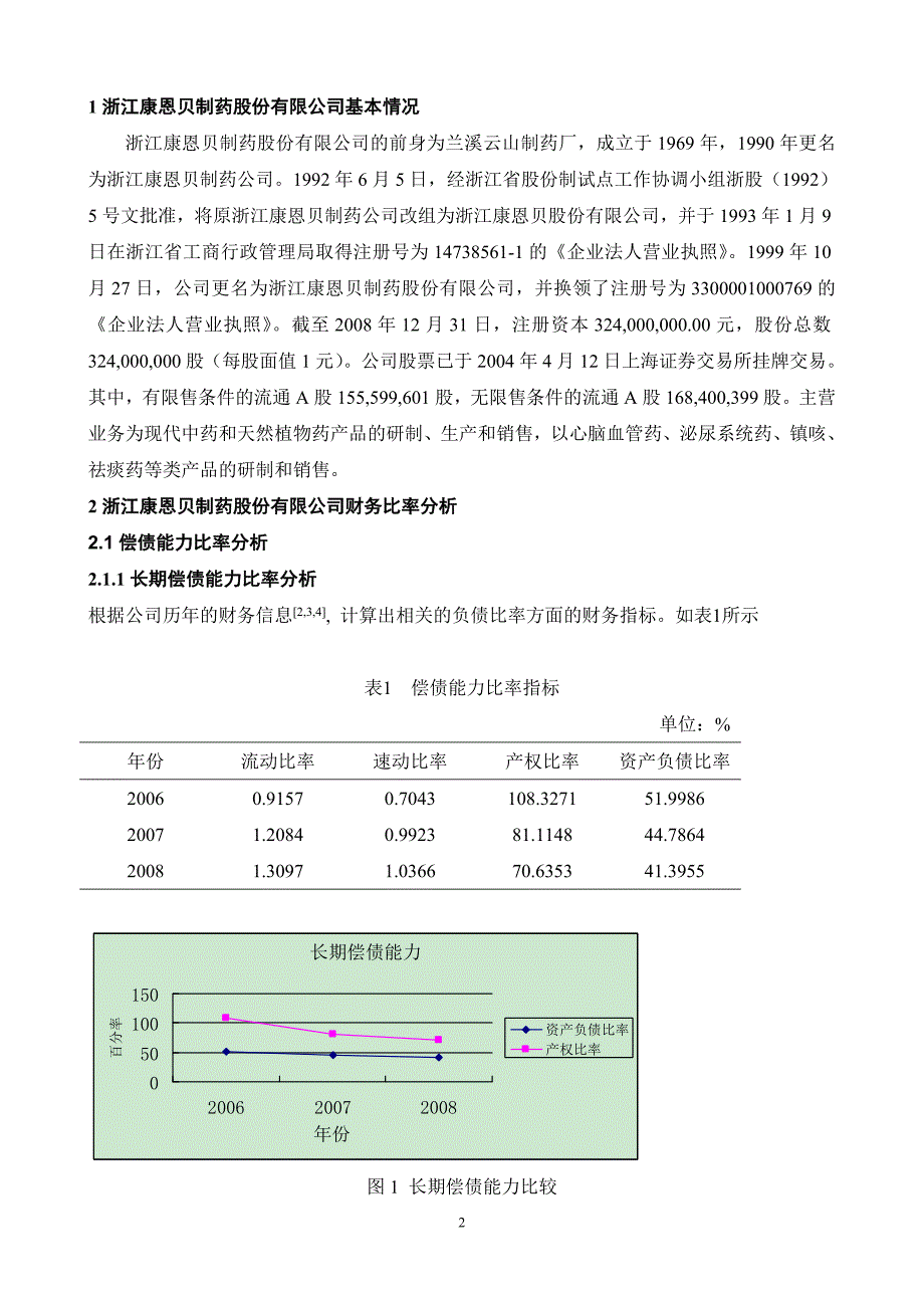 案例浙江康恩贝制药股份有限公司财务分析.doc_第2页