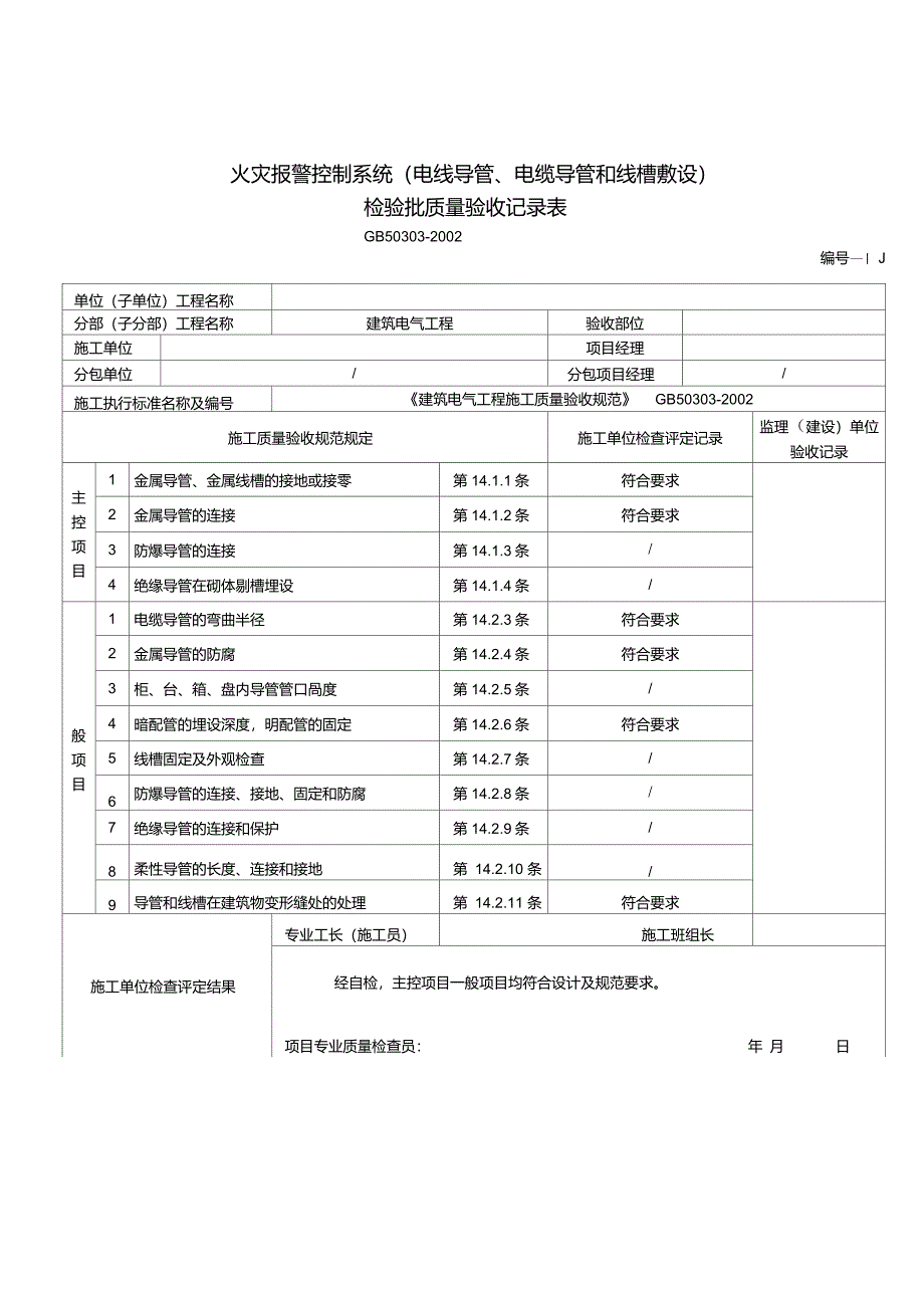 火灾自动报警系统全部检验批质量验收记录表_第1页
