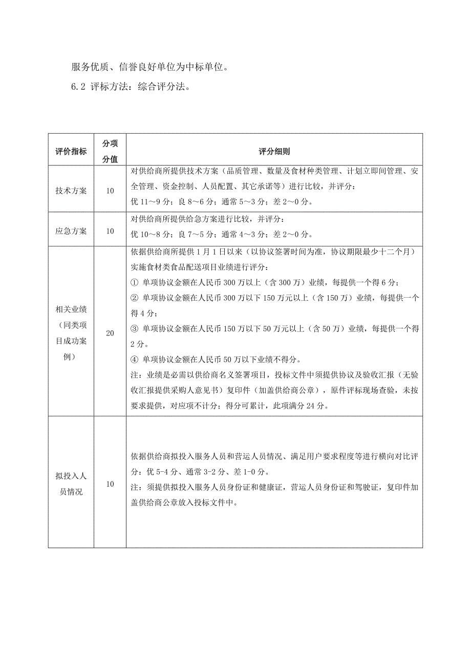 公司食堂菜品供应商专项招标专项方案.doc_第5页