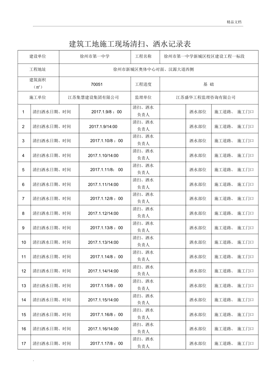 建筑工地施工现场洒水记录表_第3页