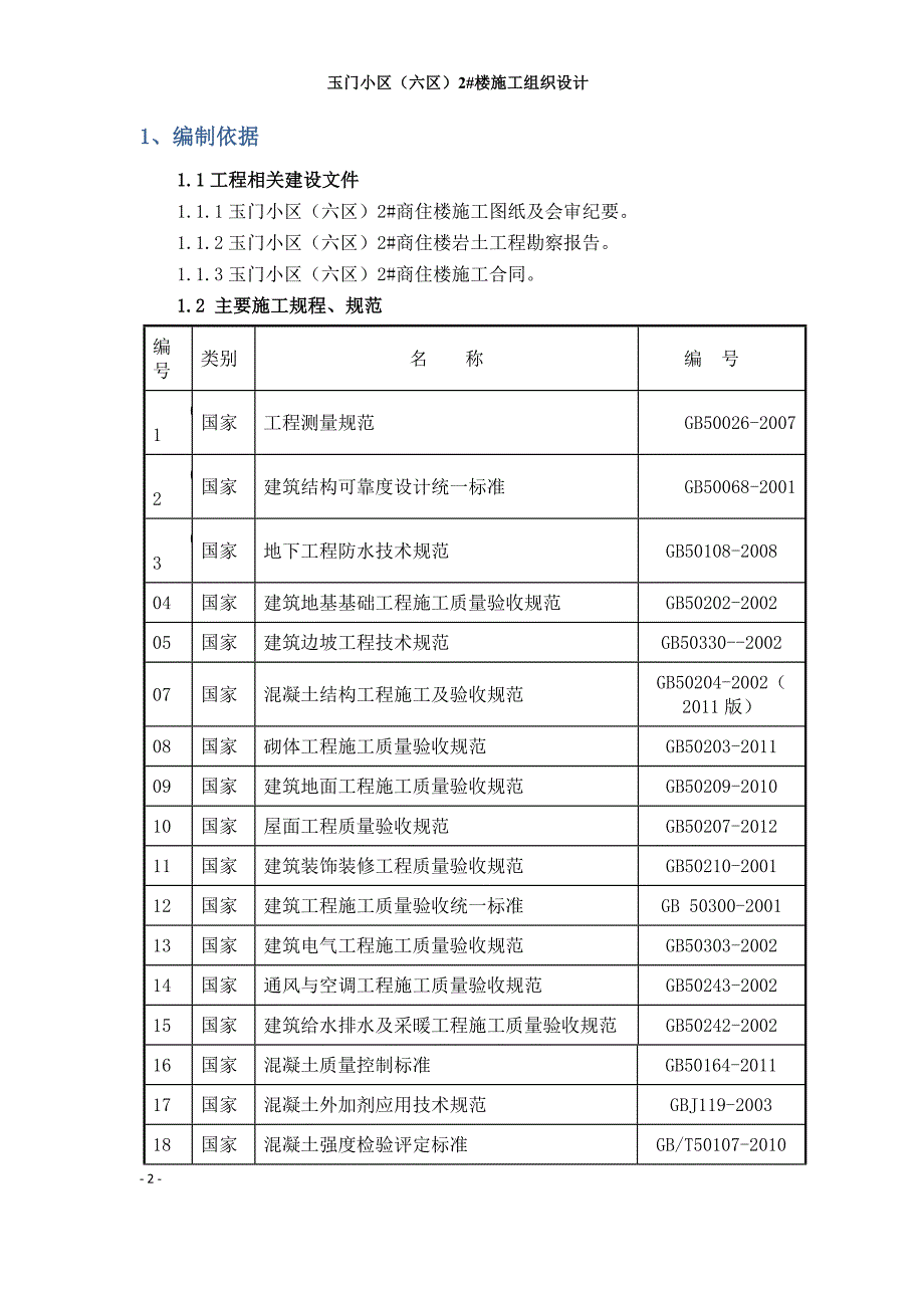 玉门小区说六区2楼施工组织设计终版_第2页