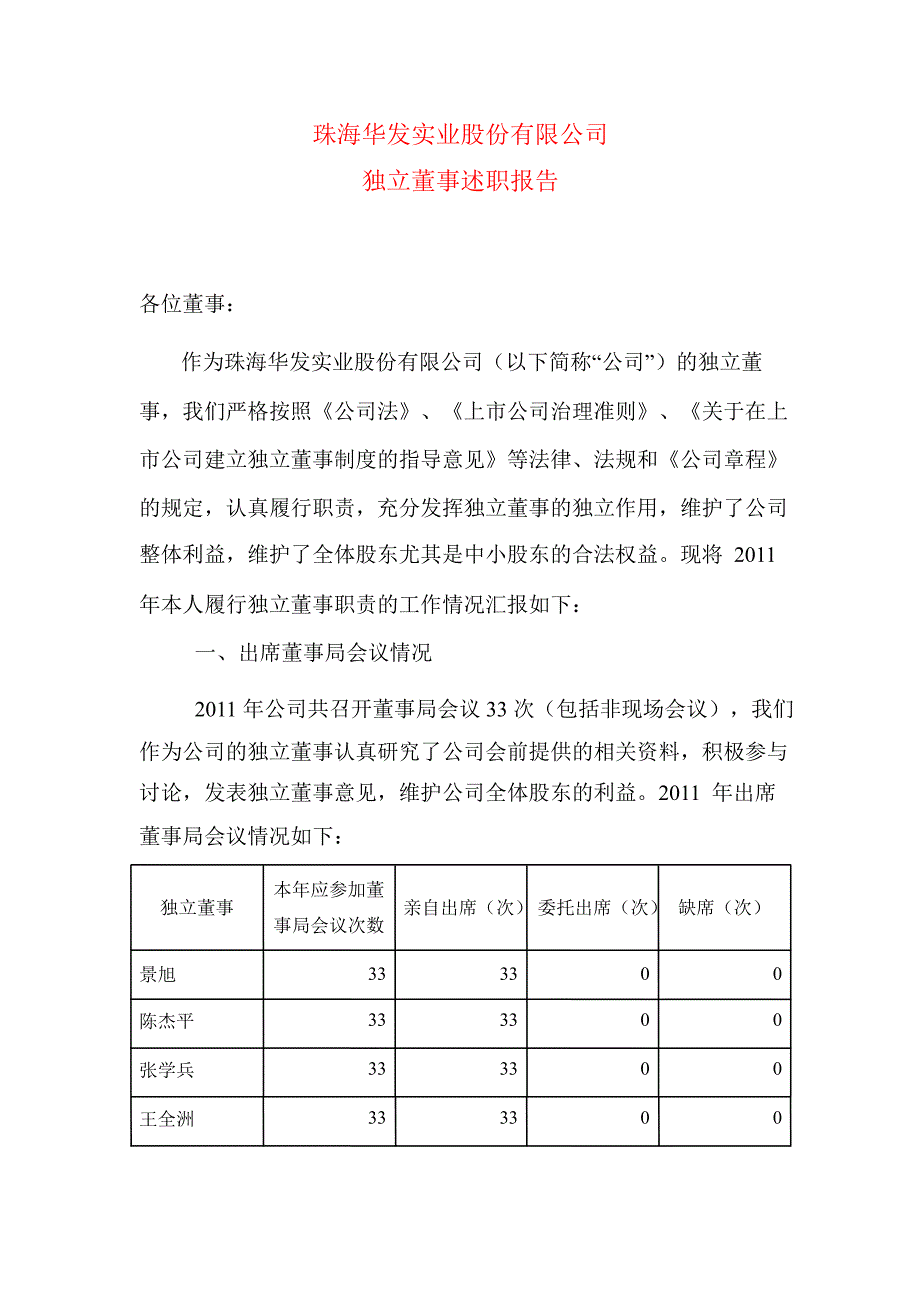 600325华发股份独立董事述职报告_第1页