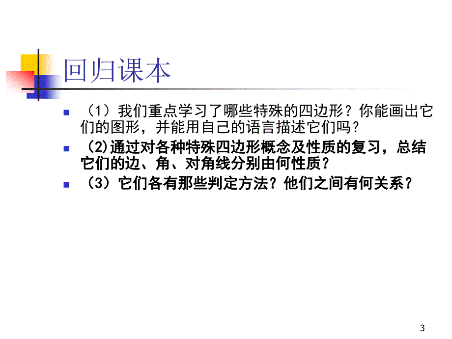 新华东师大版八年级数学下册19章矩形菱形与正方形小结课件3_第3页