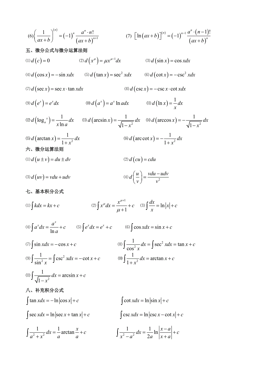 高数微积分公式大全(考试必考)_第2页
