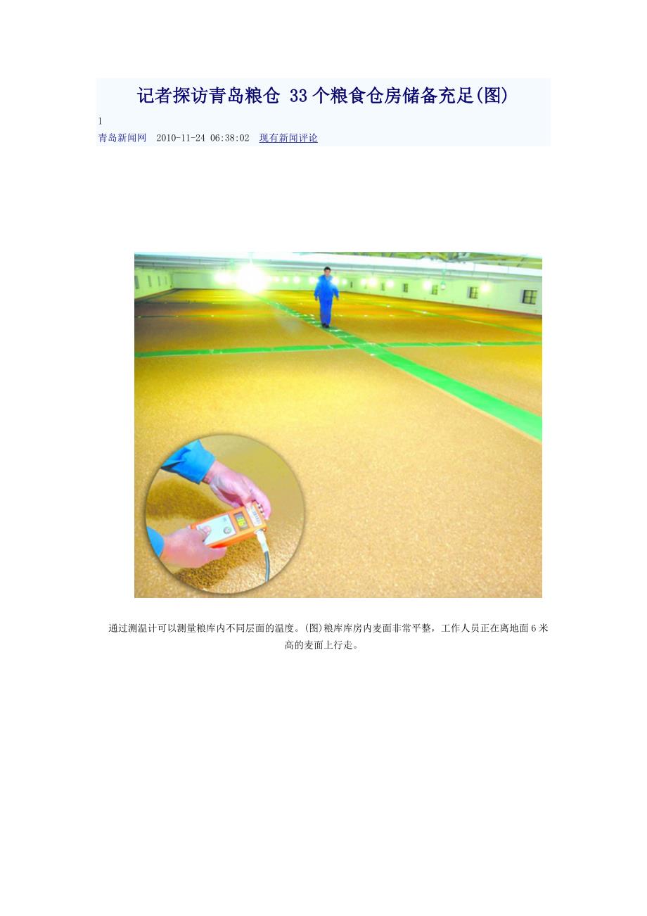 记者探访青岛粮仓33个粮食仓房储备充足_第1页