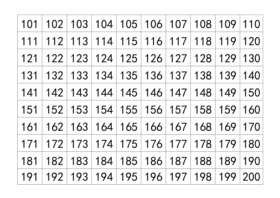 1-1000数字认知14张表_第1页