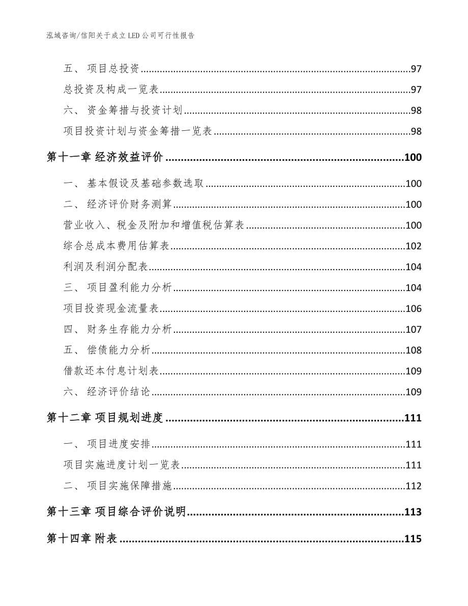 信阳关于成立LED公司可行性报告（模板范文）_第5页