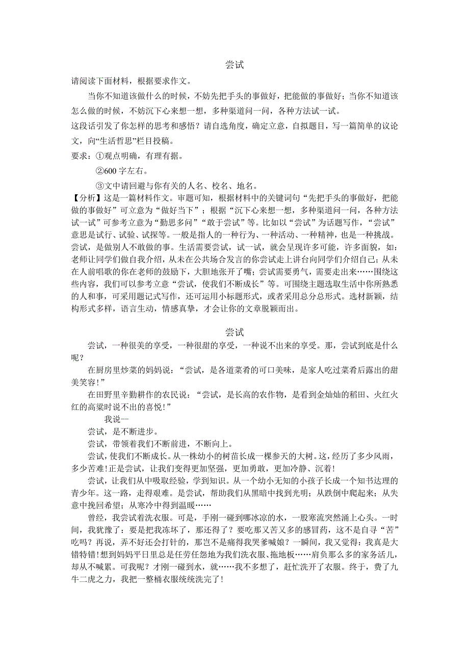 2021年中考优秀作文：尝试11651_第1页