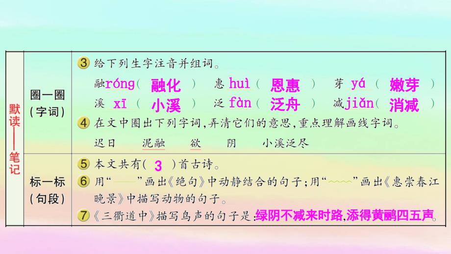 部编版三年级下册语文 1 古诗三首习题课件_第3页