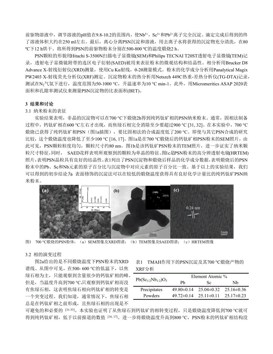 表面活化沉淀法制备钙钛矿Pb(Sc12Nb12)O3纳米粉末_第2页