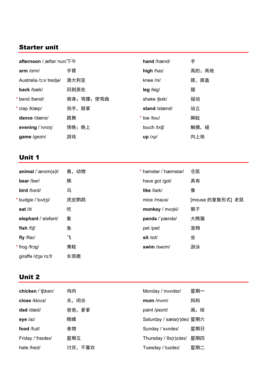 外研社小学英语(三年级起点)单词表(带音标)三年级下_第1页