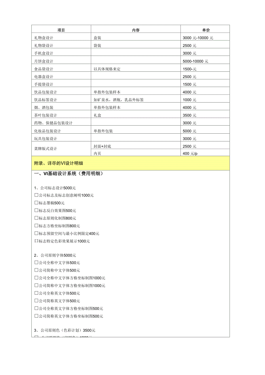 最新最全平面设计收费价格表_第2页