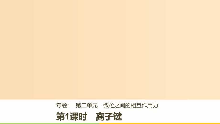 2018高中化学 专题1 微观结构与物质的多样 第二单元 微粒之间的相互作用力 第1课时 离子键课件 苏教版必修2.ppt_第1页