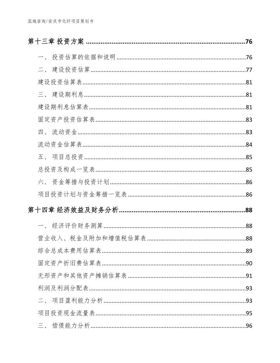 安庆市化纤项目策划书_第5页