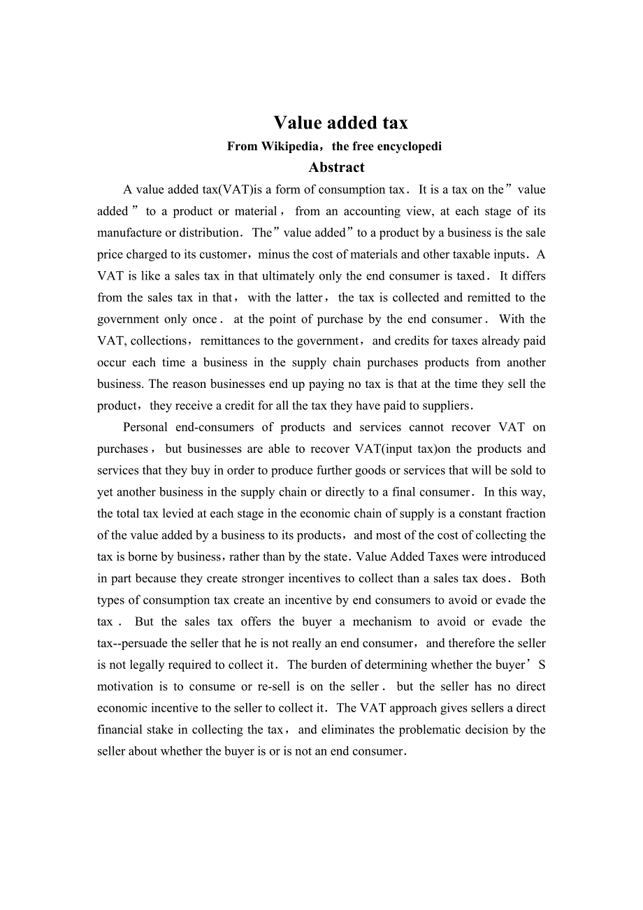Valuedaddedtax增值税外文翻译_第1页