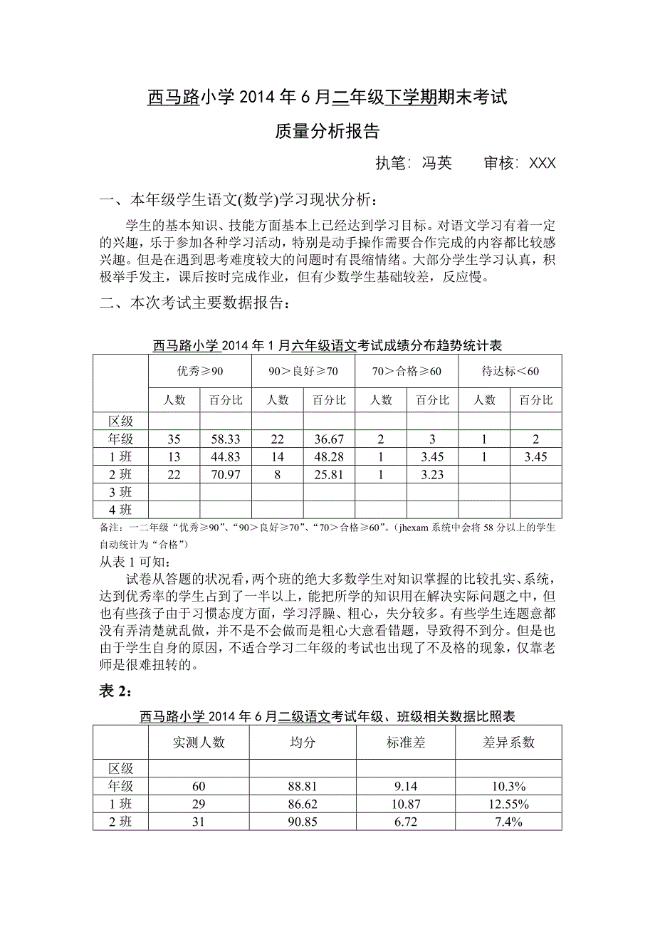 二下语文期末质量分析.doc_第1页