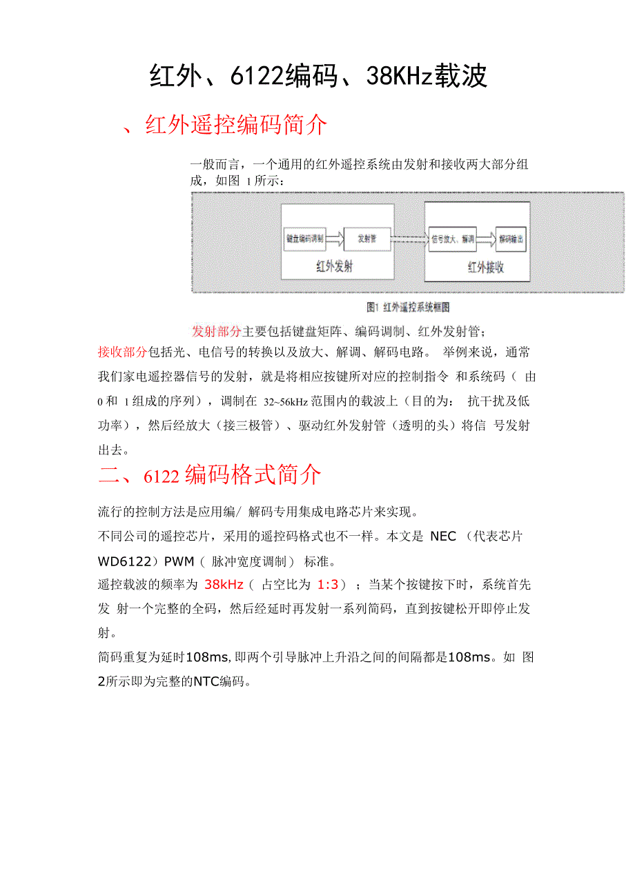 6122编码格式红外遥控的编码载波38KHz_第1页