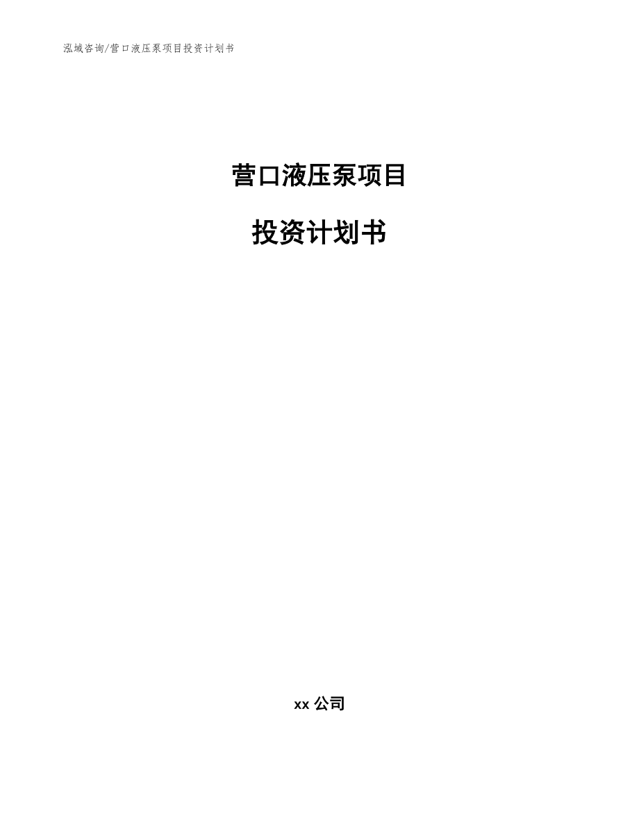 营口液压泵项目投资计划书_模板范文_第1页