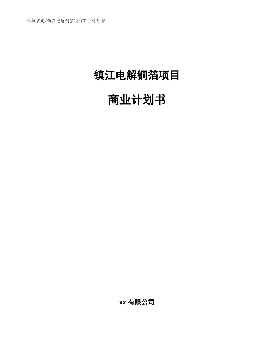 镇江电解铜箔项目商业计划书_范文_第1页