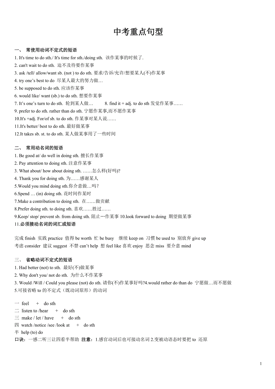 初中英语动词短语归纳_第1页