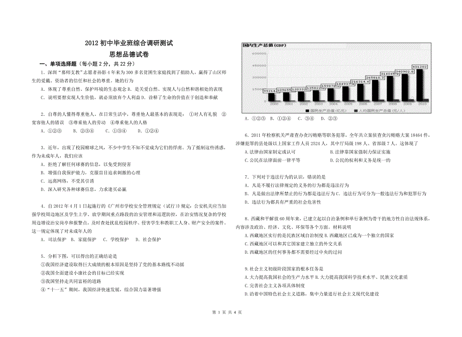 2012 思想品德一模试卷.doc_第1页