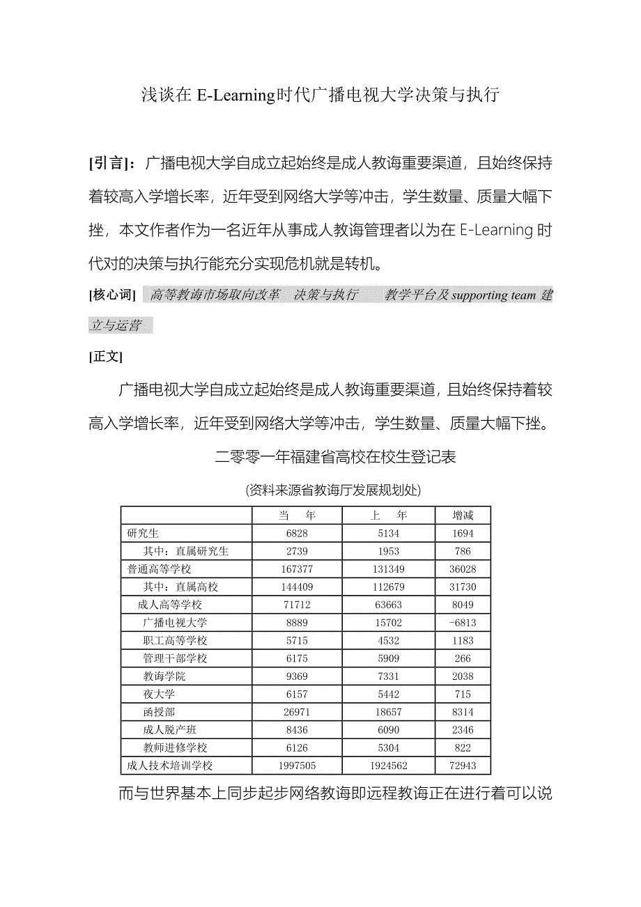 2021年浅谈在ELearning时代广播电视大学的决策与执行.doc_第1页