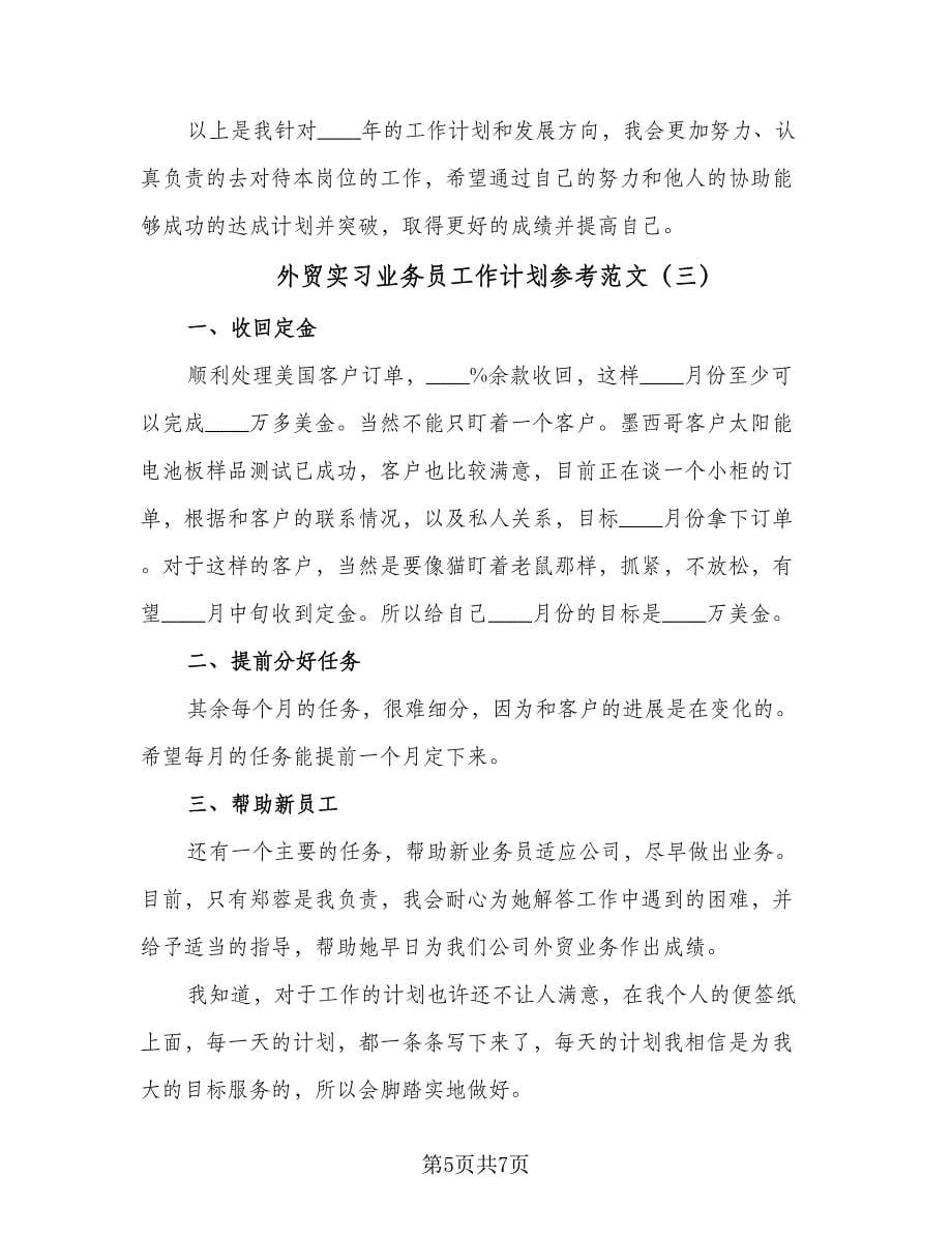 外贸实习业务员工作计划参考范文（三篇）.doc_第5页