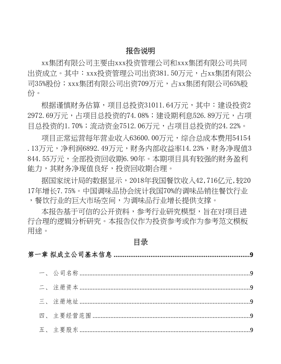 呼和浩特关于成立调味料公司可行性研究报告(DOC 90页)_第2页