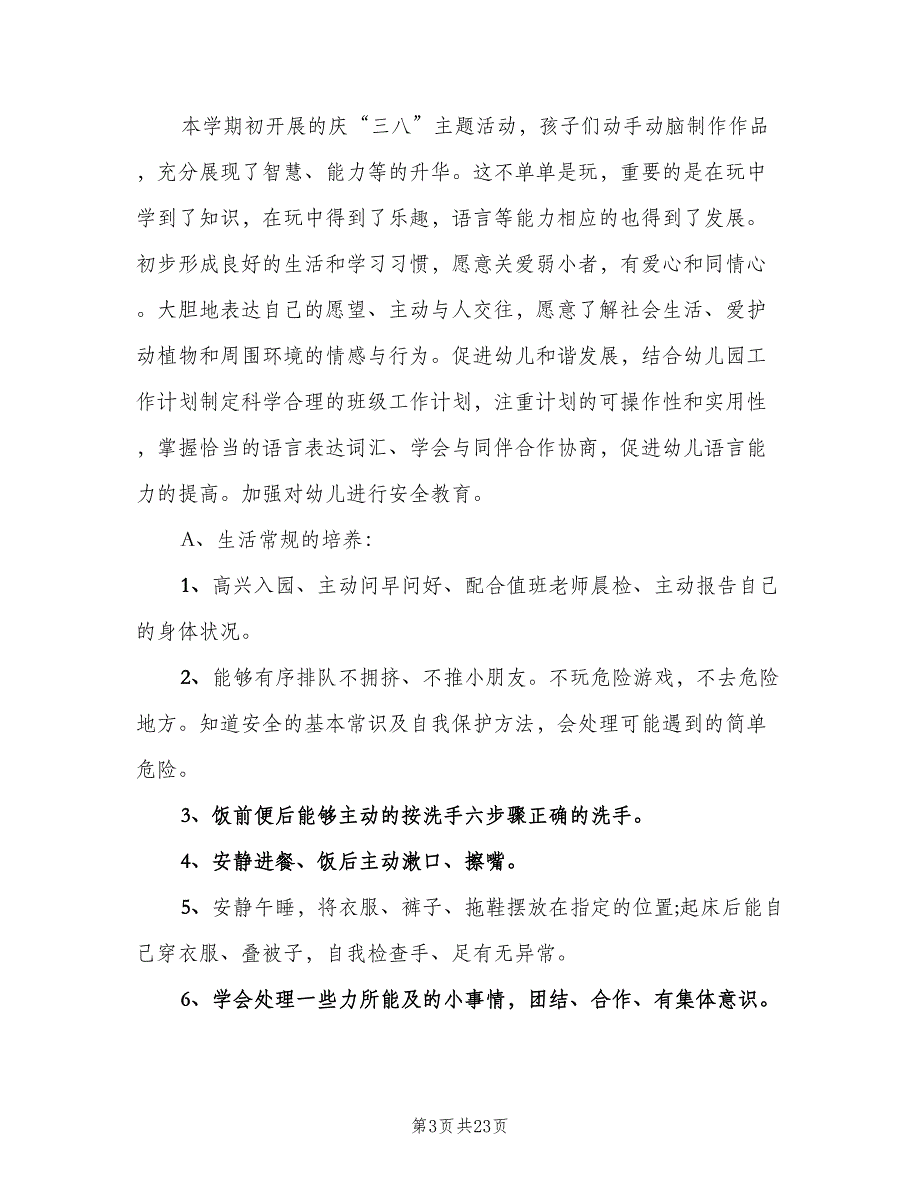 2023年班主任工作计划汇总（五篇）.doc_第3页