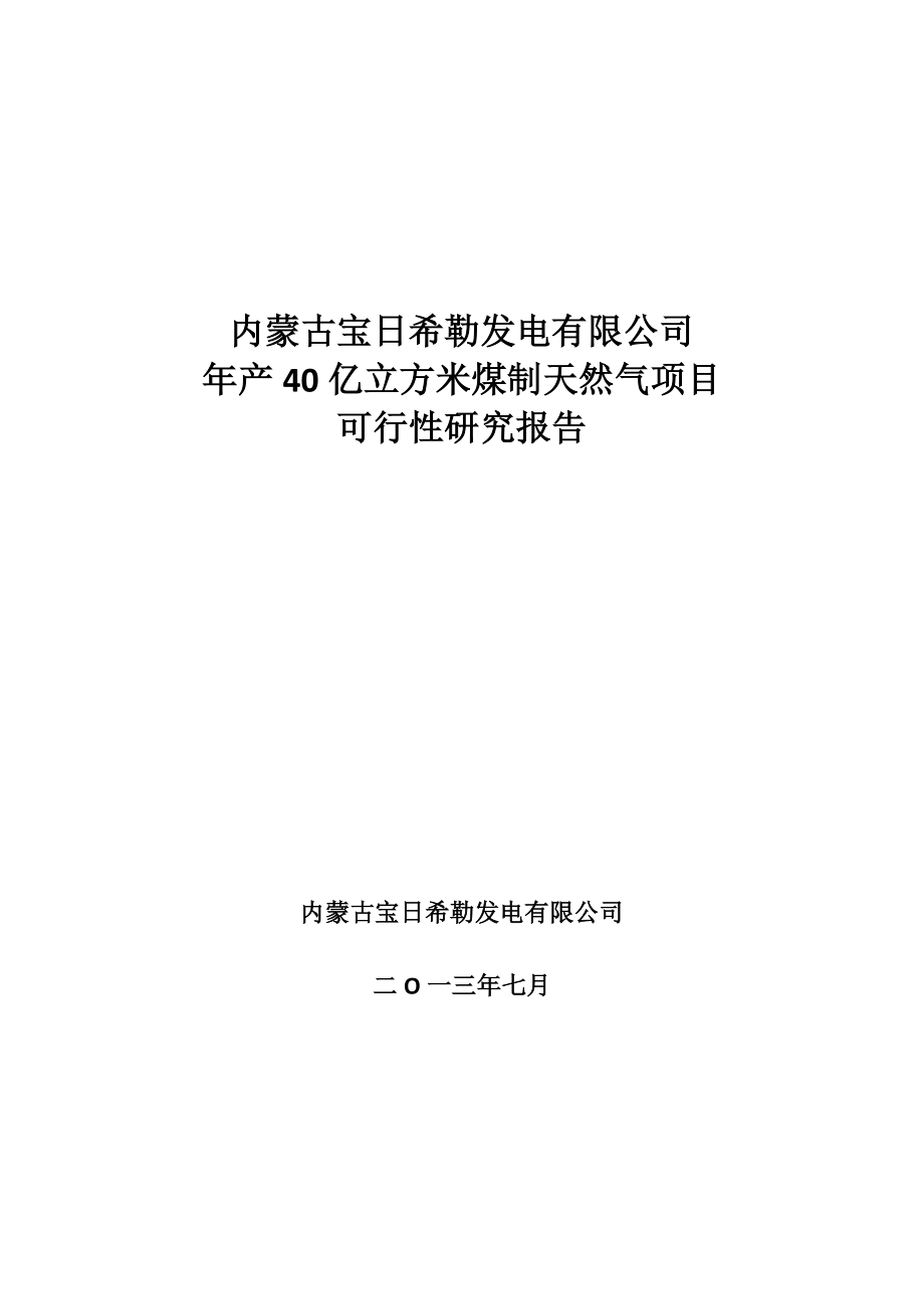 年产40亿立方米煤制天然气项目可行性研究报告.doc_第2页