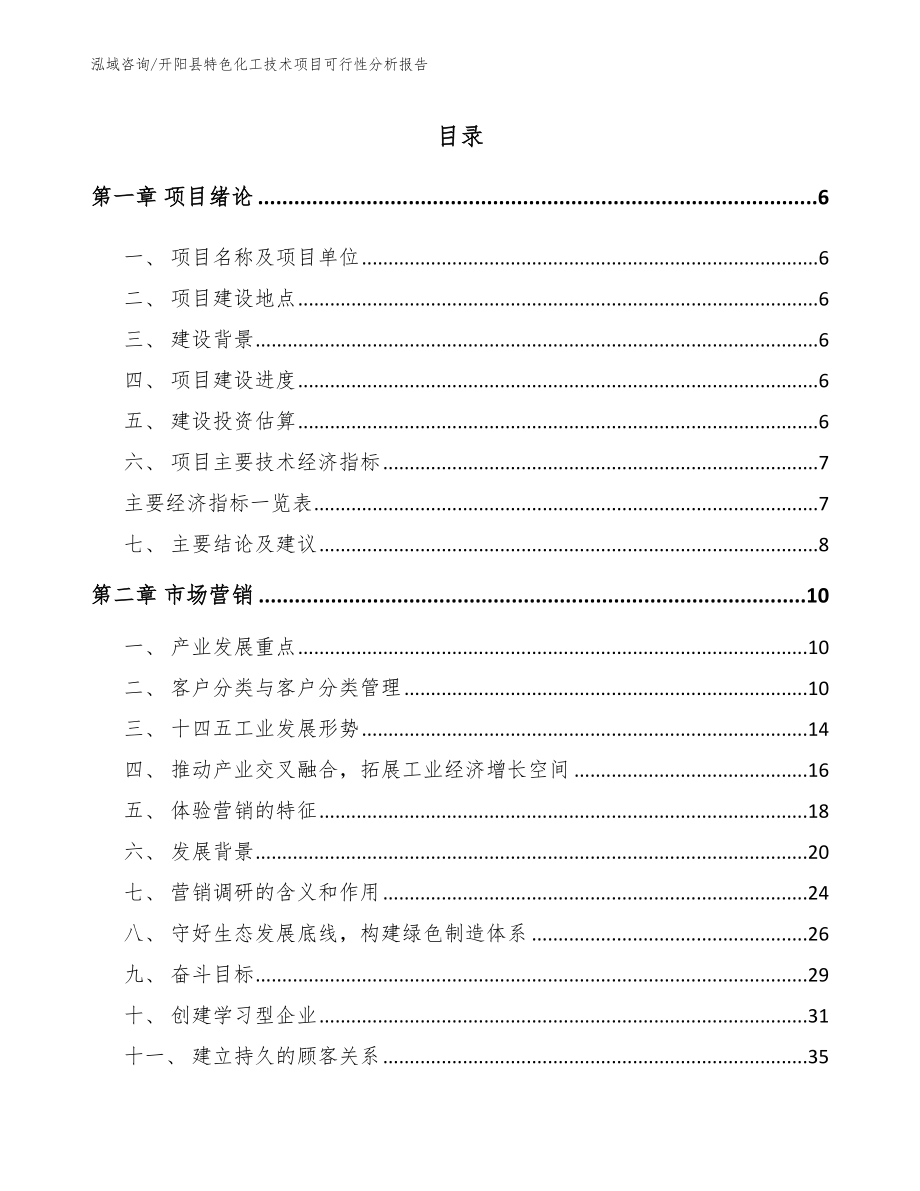 开阳县特色化工技术项目可行性分析报告（范文）_第1页