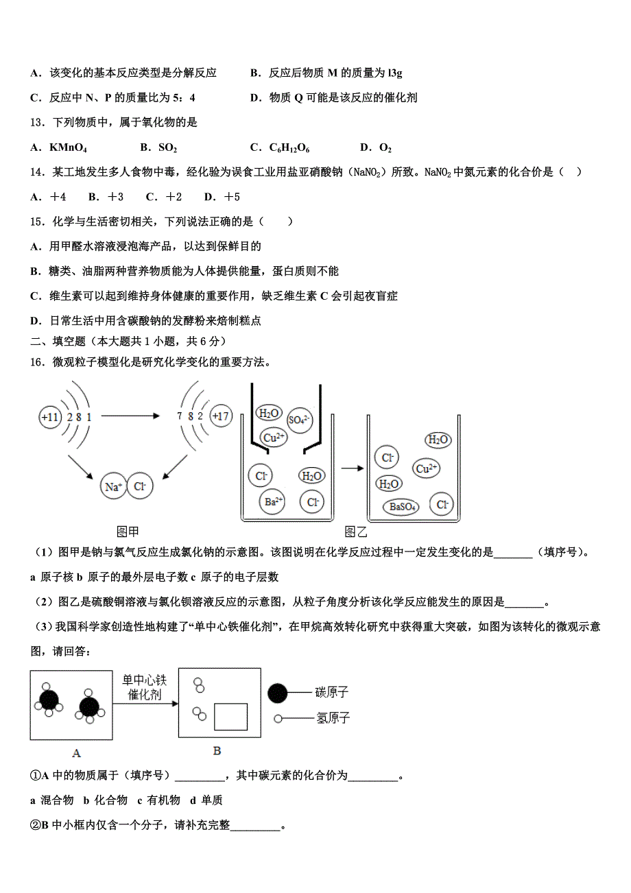 四川省广元市剑阁县市级名校2023年中考化学模试卷（含答案解析）.doc_第4页