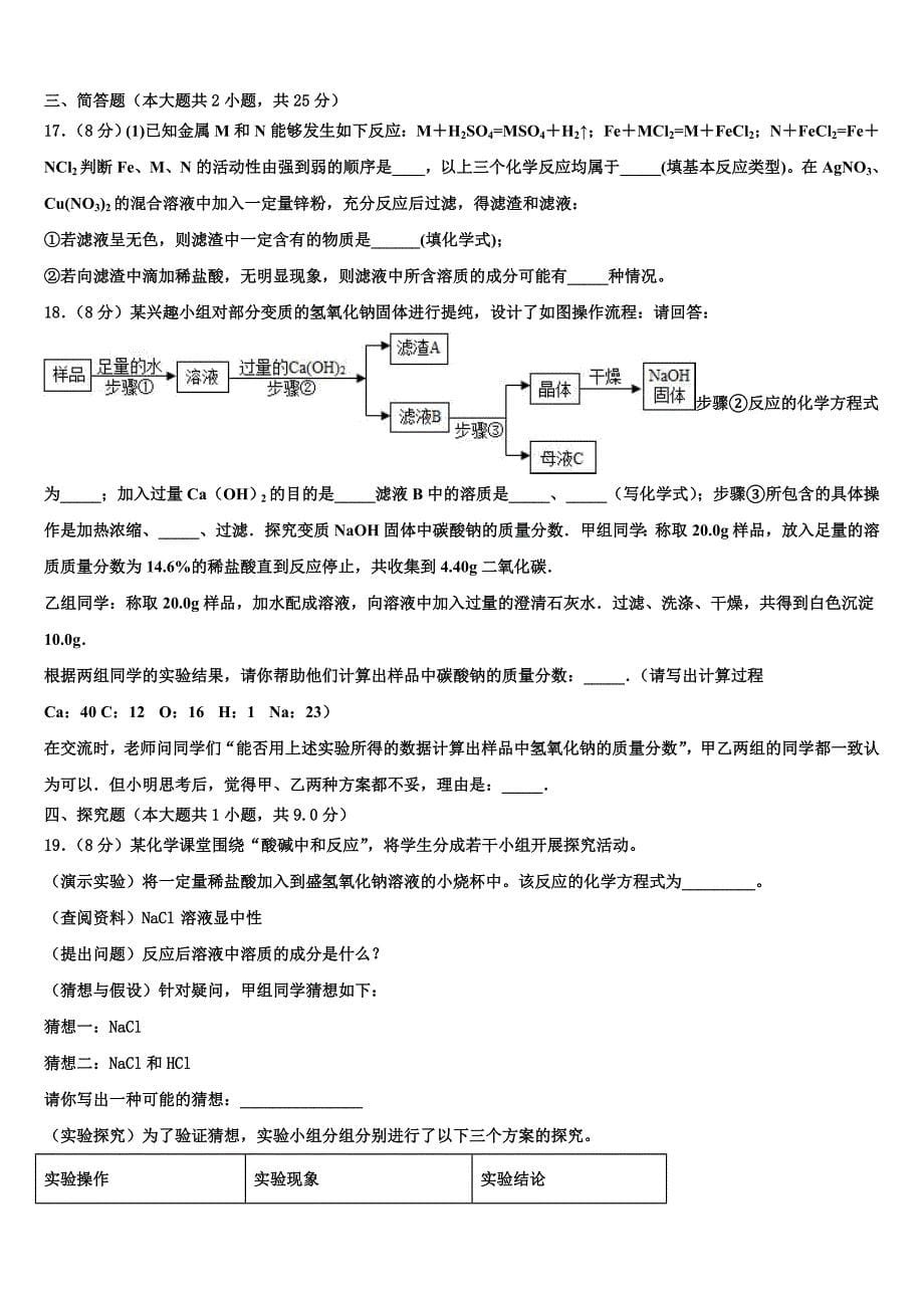 四川省广元市剑阁县市级名校2023年中考化学模试卷（含答案解析）.doc_第5页